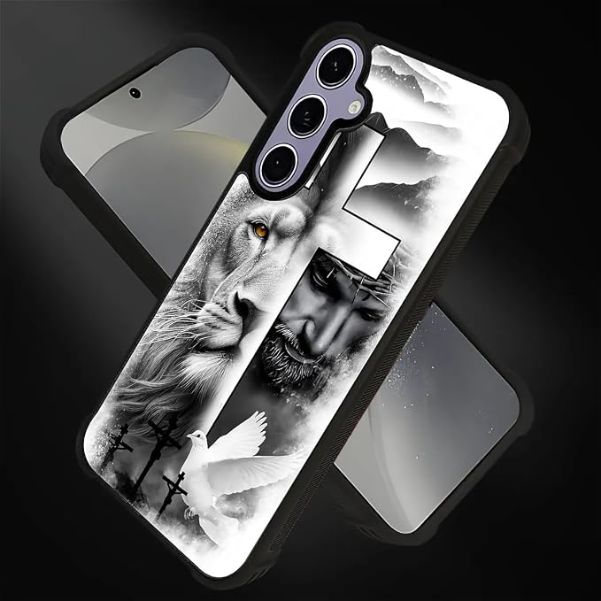 for Samsung Galaxy S24 S25 Case, Lion Cross Jesus Christ Dove Pattern Graphic - Image 2