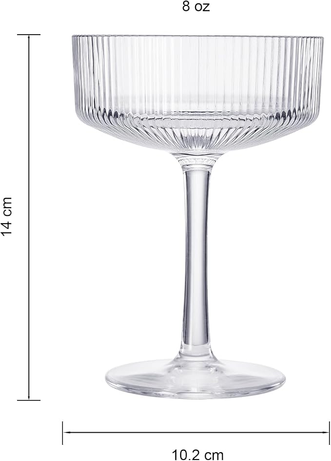 Khen Vintage Art Deco Shatterproof Coupe Martini, Champagne & Cocktail Glasses - Image 8