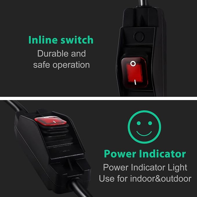 Extension Cord with Switch On/Off Waterproof Switch 3Ft No Plugging and - Image 4