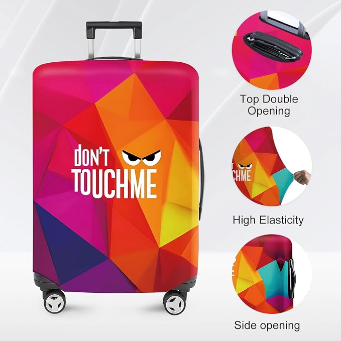 Don't Touch Me Funny Travel Luggage Cover-Neon Geometric Stretchable Airplane - Image 2