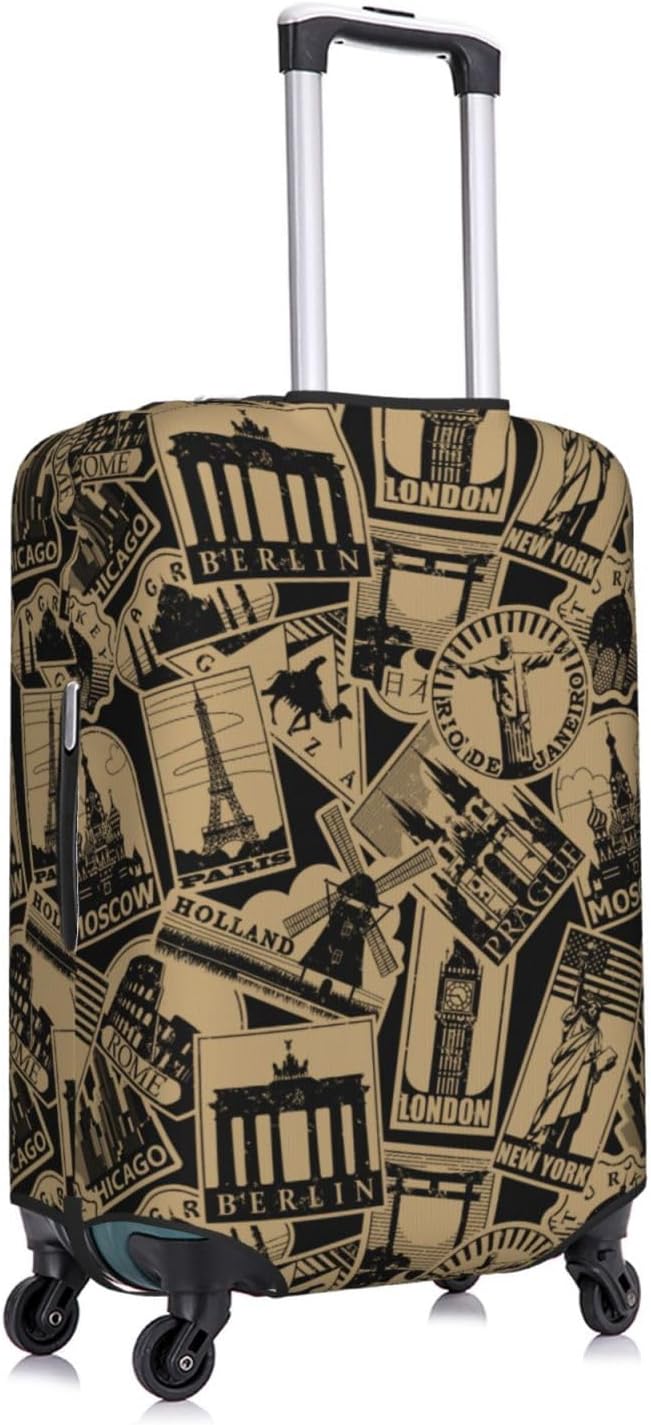 Travel Luggage Cover with World Famous Landmarks Print, Suitcase Protector - Image 3