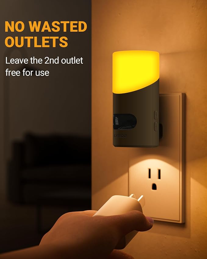 Lyridz Amber Night Light with Motion Sensor, 1-150LM Dimmable Plug-in - Image 7