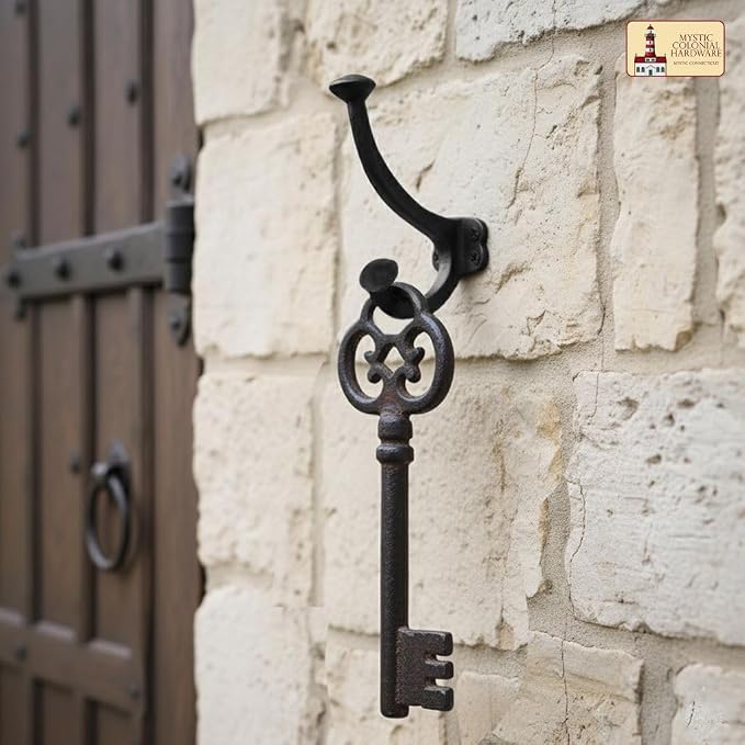 Mystic Colonial Rustic Medieval Cast Iron Wall Hooks | Vintage Black Finish - Image 3