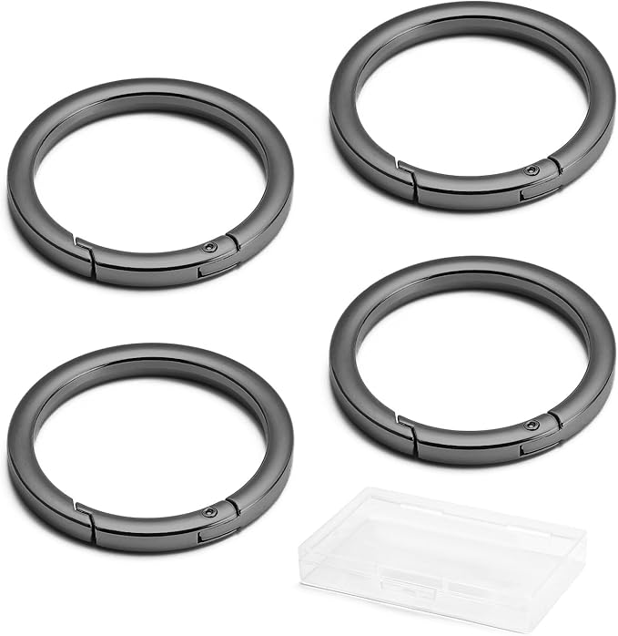 DEVPSISR 4pcs Flat Trigger Spring O Rings, Metal Keychain Ring Round Carabiner - Image 3