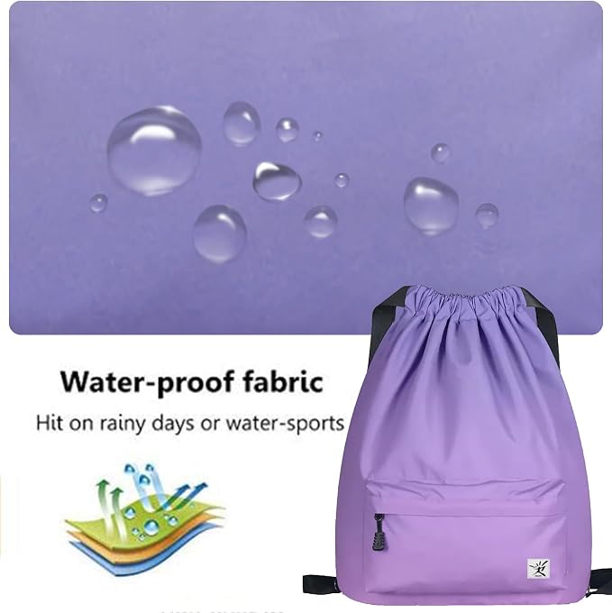 Waterproof Drawstring Bag, Gym Bag Sackpack Sports Beach Backpack - Image 6