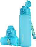 TakeToday Collapsible Water Bottles 21oz, Foldable Platinum Silicone Travel by TAKETODAY