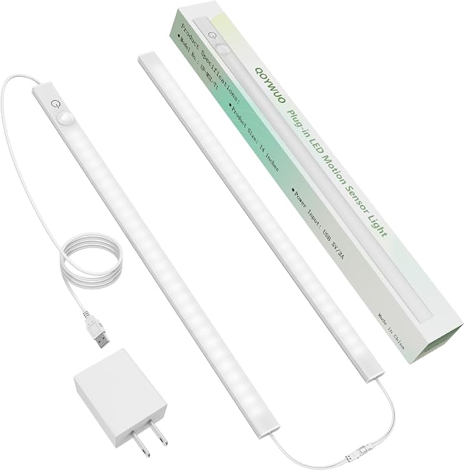 14" Slim USB Plug-in LED Motion Sensor Light Indoor, Bright & Dimmable Under by GreatLightingforGreatLife