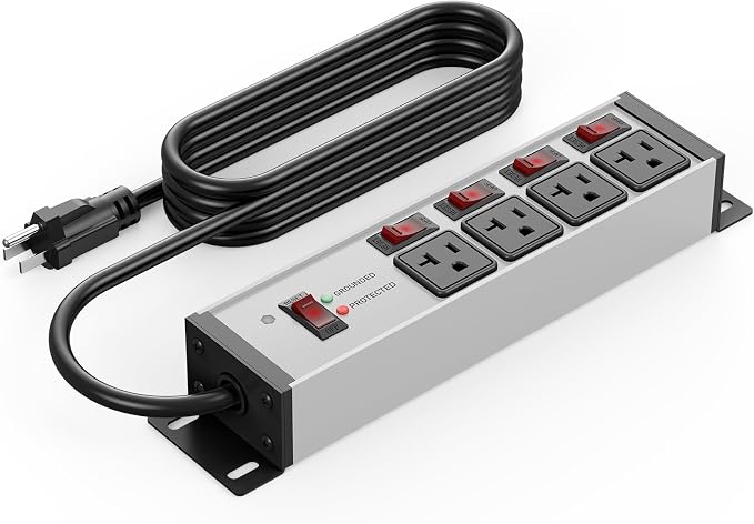 CCCEI Heavy Duty Surge Protector Power Strip 20 Amp Individual Switches. 20FT by CCCEI