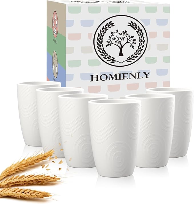 Homienly Kitchen Cups 12 OZ Wheat Straw Drinking Glasses–Unbreakable, by HOMIENLY