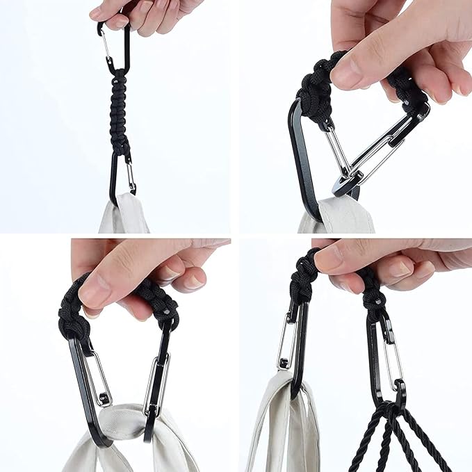 BRAVESHINE Paracord Keychain Carabiner Clip, D Ring Lanyard Hanger Stroller Hook - Image 7