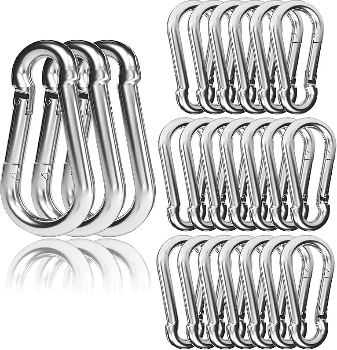 24 PCS M5 Mini Spring Carabiners, 1.97 Inch Galvanized Steel Hooks by Unknown
