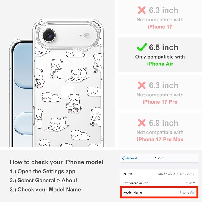 MOSNOVO for iPhone Air Case, Shockproof Military-Grade Protection 6.6ft Drop - Image 2