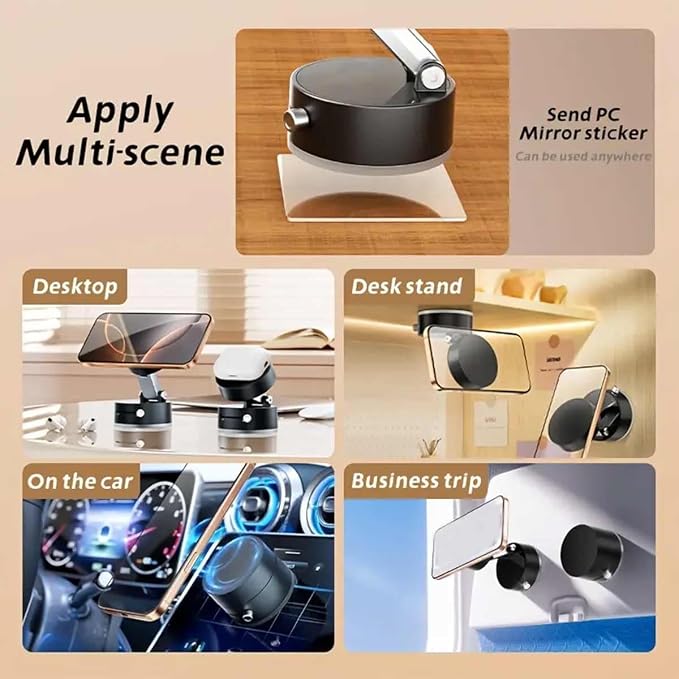Oudvaker Foldable Magnetic Vacuum Phone Holder, 360° Electric Suction Car Mount - Image 2