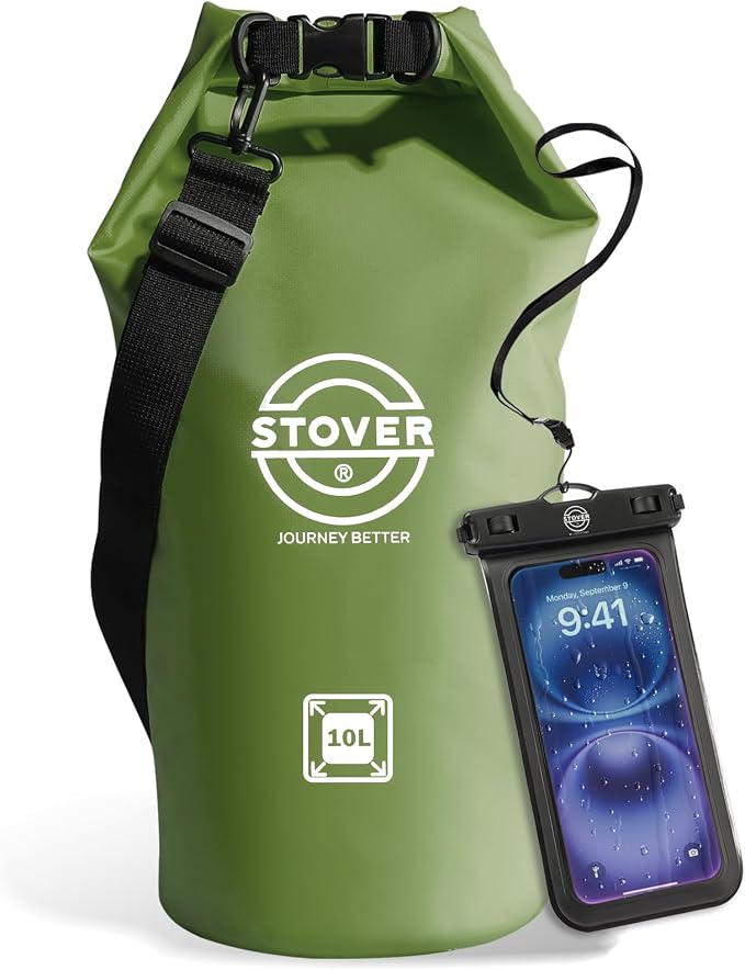 STOVER 5/10/25/30/40/55L Waterproof Dry Bag- Roll-Top Backpack w/Phone Case- by STOVER