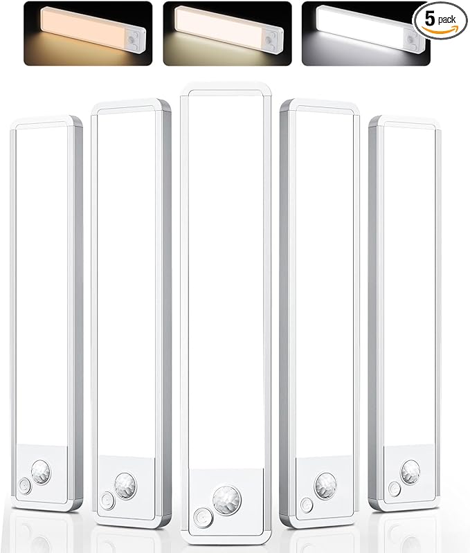 Under Cabinet Lighting: 10 Inch 3-Color Dimmable Rechargeable Motion Sensor by Vozuji