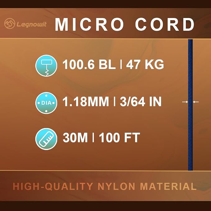 Micro Paracord, 1.18mm x 100ft Thin Mini Utility Braided Small Paracord - Image 2