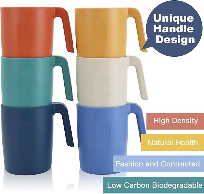 Homienly Wheat Straw Coffee Mugs, Alternative to Plastic Coffee Cups, - Image 3