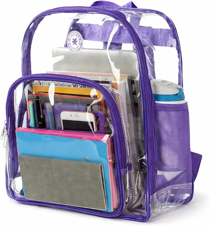 K-Cliffs Large Transparent Backpack Clear Heavy Duty School Bag Durable Student by K-Cliffs