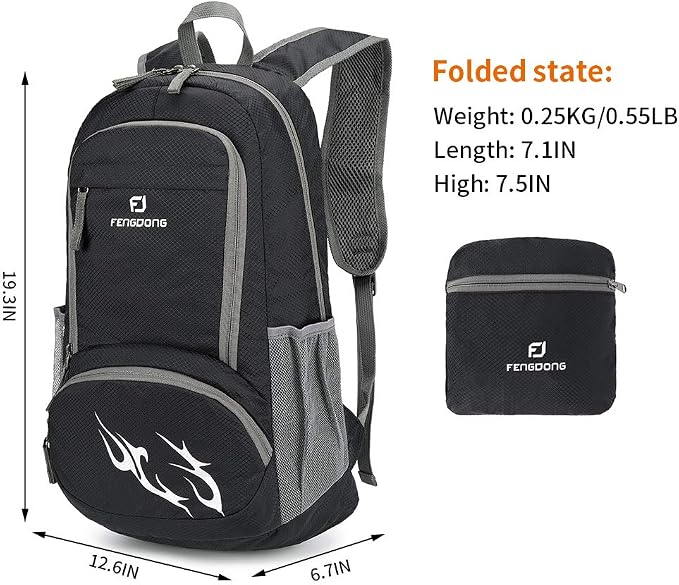 FENGDONG 35L Lightweight Foldable Waterproof Packable Travel Small Hiking - Image 2