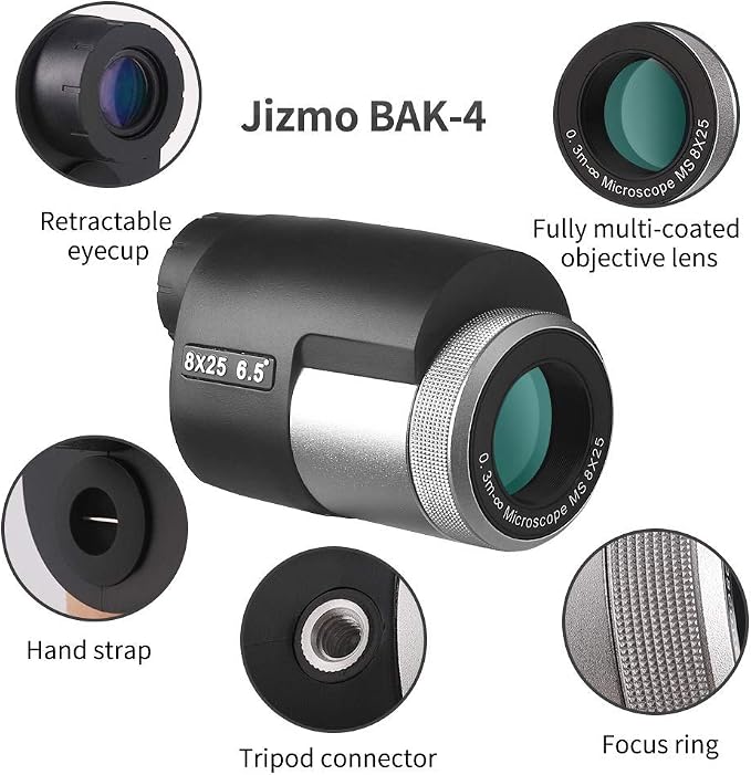 Jizmo 8x25 High Definition Monocular Telescope, Close Focus 1 ft, Fully Multi - Image 3