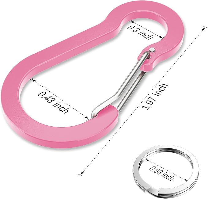 sprookber 2" Small Carabiner Clip, D Ring Caribeener, Spring Snap Hook - Image 2