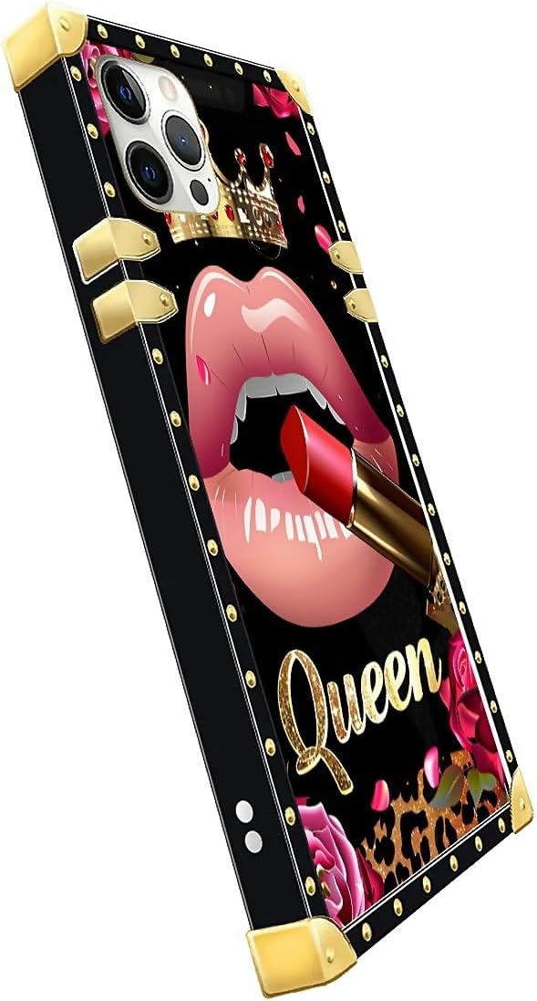 Compatible with iPhone 11 Pro Max Case, Glitter Red Rose Queen Leopard Lipstick - Image 4