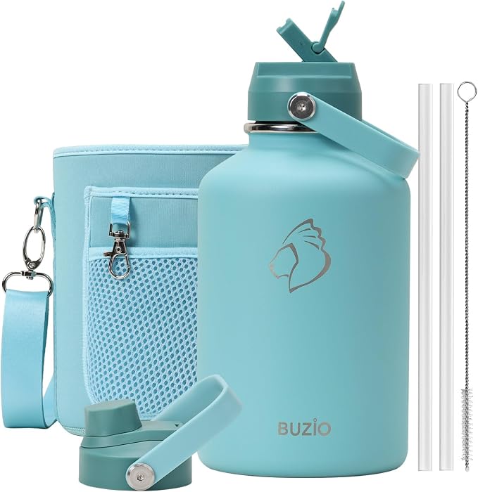 BUZIO 64oz Insulated Water Bottle, Stainless Steel Water Flask by BUZIO