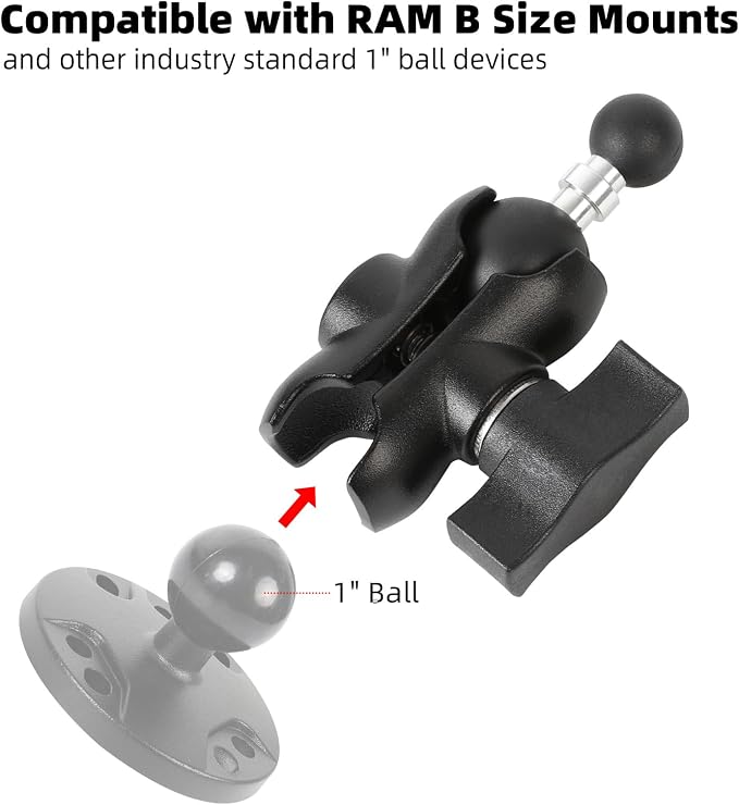 1" to 17mm Ball Adapter with 2.36" Short Double Socket Arm, Compatible with RAM - Image 3