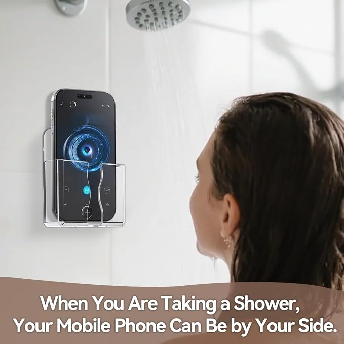2 Pcs Clear Wall Mount Phone Holders, Self Adhesive Plastic Stand, Compatible - Image 7