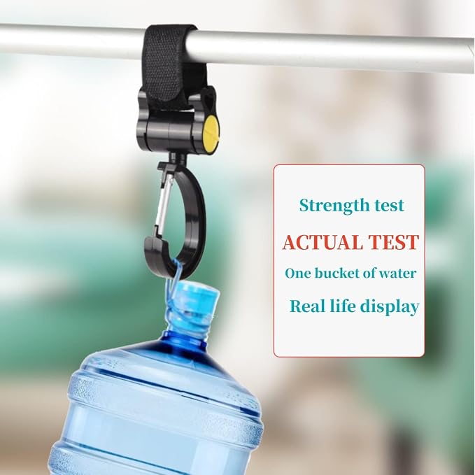 2 Pcs Walker Hook Hanging Multipurpose 360° Rotation Stroller Clip Diaper Bag - Image 4