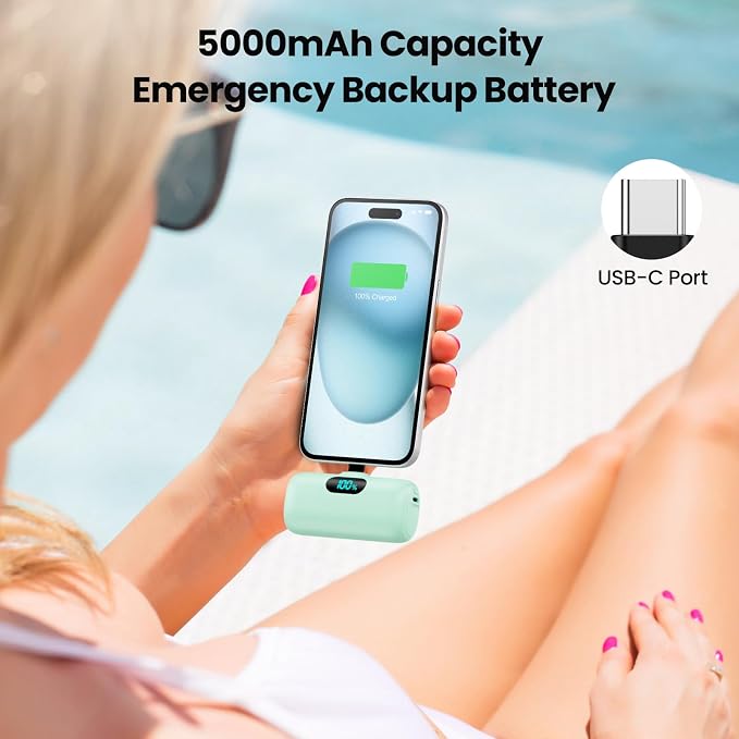 Mini Portable Charger USB C Power Bank, Upgraded 5000mAh PD Fast Charging - Image 3