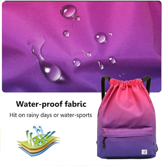 Waterproof Drawstring Bag, Gym Bag Sackpack Sports Beach Backpack - Image 6