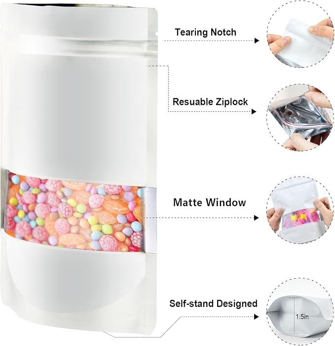 5.9"x8.6" 120pcs Mylar Bags for Food Storage, Smell Proof Bag - Image 3