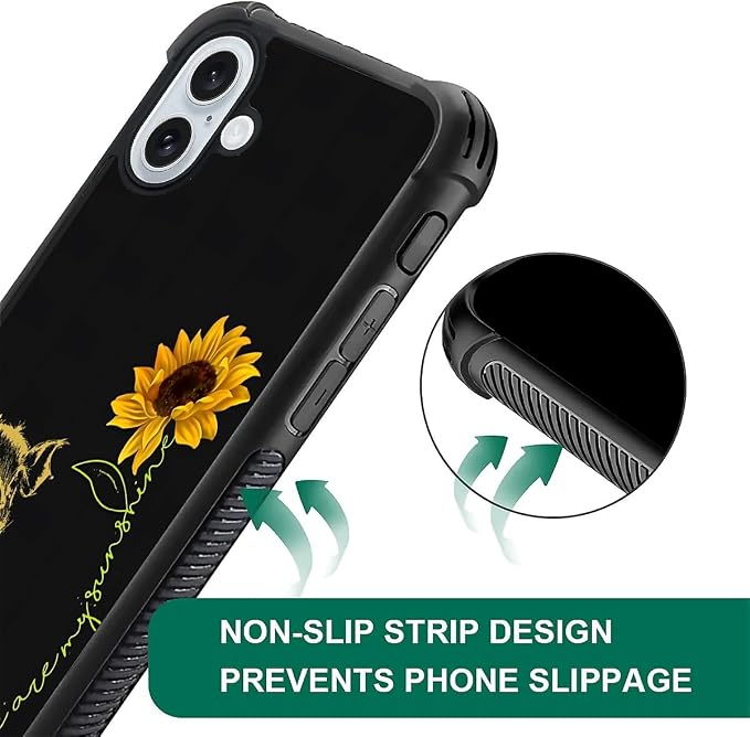 for iPhone 16 Plus Case, Pig Sunflower Yellow Sunshine Pattern Graphic Design - Image 6