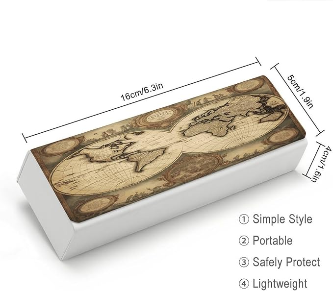 World Map Eyeglass Case Spectacle Case Slim PU Leather Eyeglass Case - Image 2