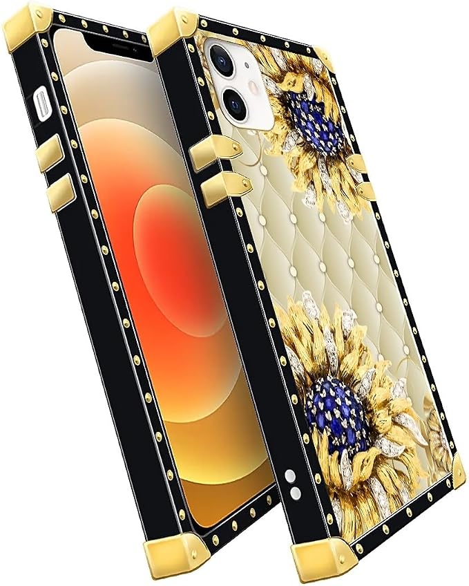 Compatible with iPhone 11 Case, Sunflower Diamonds Leather Luxury Golden - Image 3
