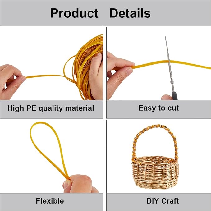GORGECRAFT 30m*5mm Rattan Weaving Wicker Outdoor Wicker Repair Kit Yellow - Image 5
