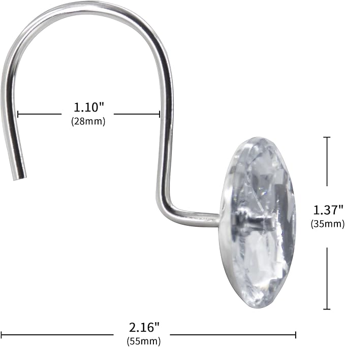 MitoVilla White Clear Shower Curtain Hooks 24 Pcs Set, Metal Shower Hooks - Image 5