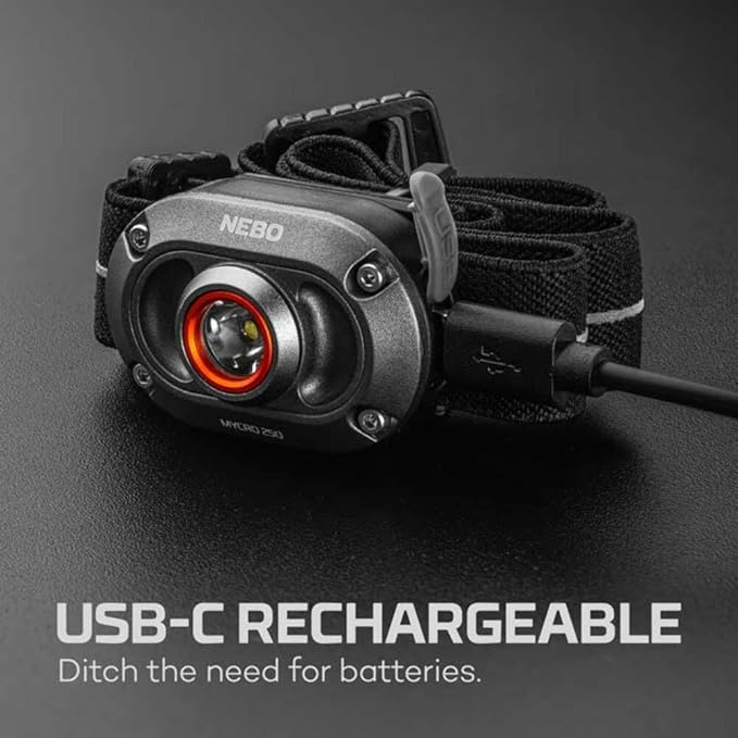 NEBO MYCRO 250 Rechargeable Headlamp | 250 Lumens, 3 Light Modes, Water - Image 7