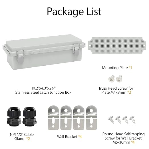 LeMotech Electrical Box, IP67 Waterproof Hinged Cover Stainless Steel Latch - Image 7