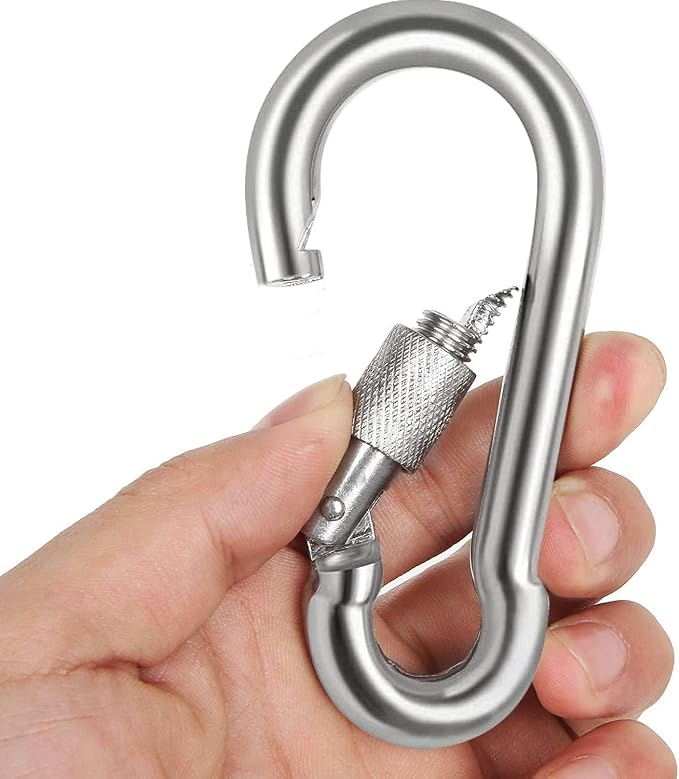 Locking Carabiner Clips, Stainless Steel Spring Snap Hook Locking Carabiner - Image 7
