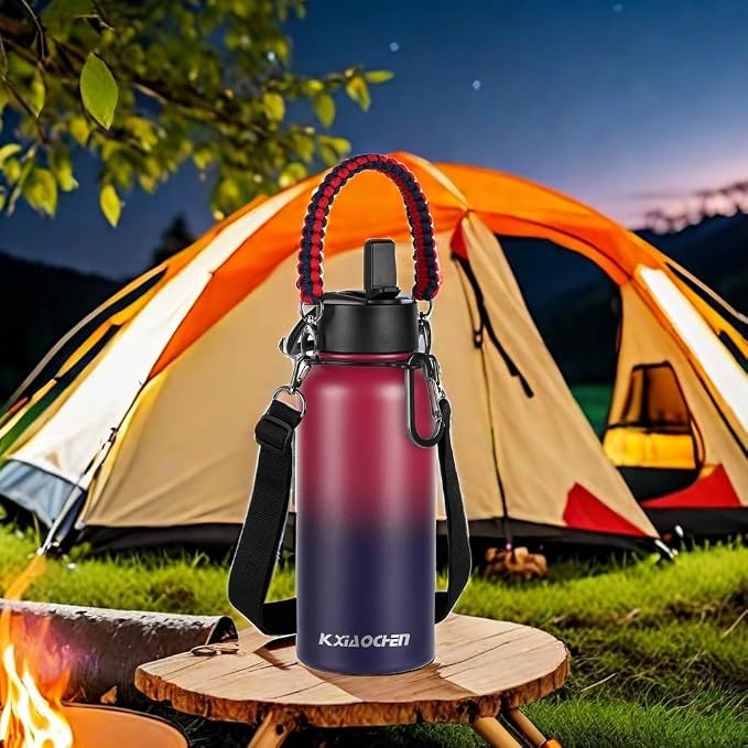 KXIAOCHEN Insulated Water Bottle, Stainless Steel Water Bottle, 2 Lids - Image 8