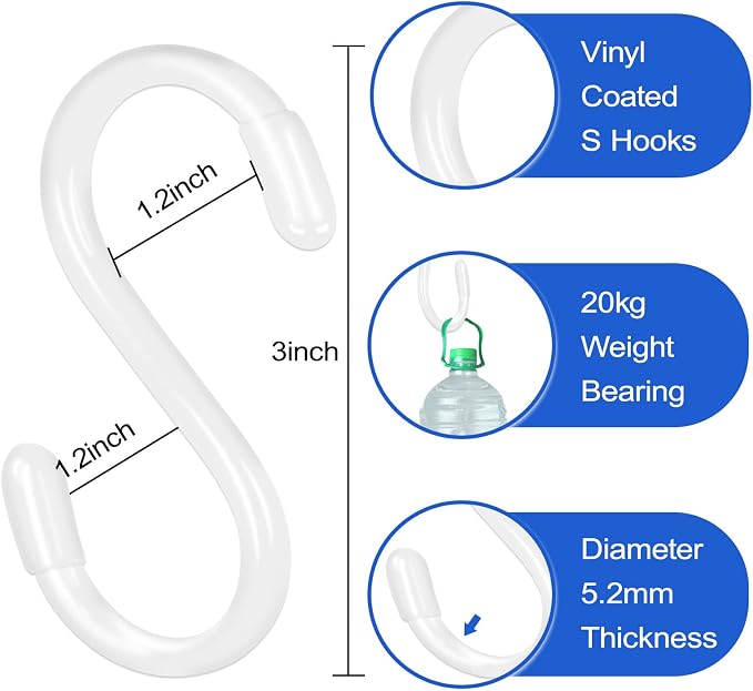 DINGEE 20 Pack Vinyl Coated S Hooks - Image 2