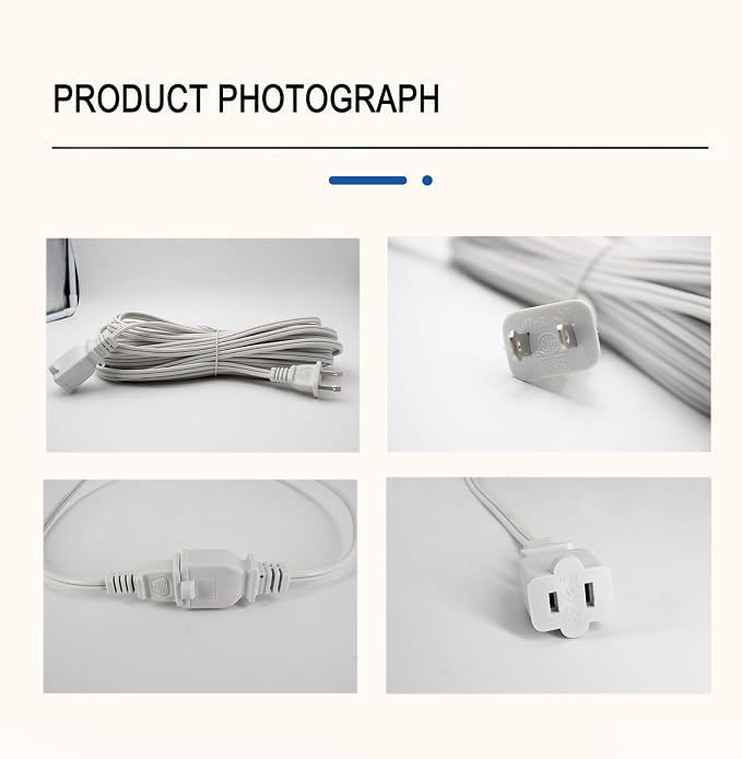 50 ft Extension Cord, 2 Prong Indoor Power Cord, 18AWG SPT-2 Flat Cord Design - Image 5