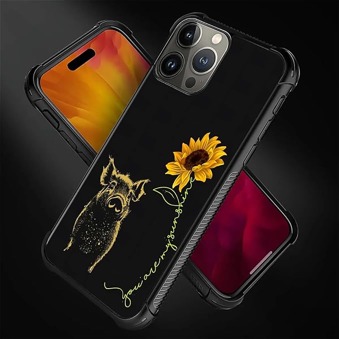 for iPhone 16 Pro Max Case, Pig Sunflower Yellow Sunshine Pattern Graphic - Image 5