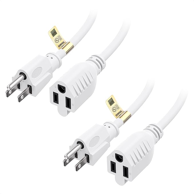 Cable Matters 2-Pack 16 AWG Heavy Duty 13A Power Extension Cord - 6ft by CableMatters