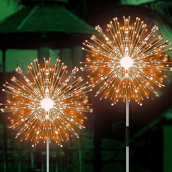 JJGoo Solar Firework Lights, 2 Pack 180 LEDs 2 Lighting Modes Solar Lights by JJGoo