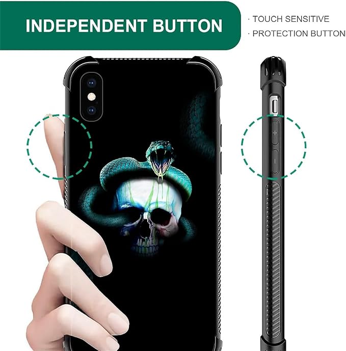 for iPhone Xs Max Case, Skeleton Winding Snake Pattern Graphic Design Girl Boy - Image 6