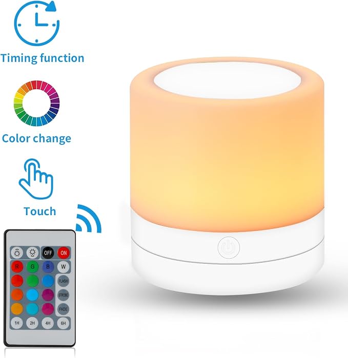 Nursery Night Light for Kids, USB Rechargeable Small Desk Lamp, 13 RGB Colors & - Image 3