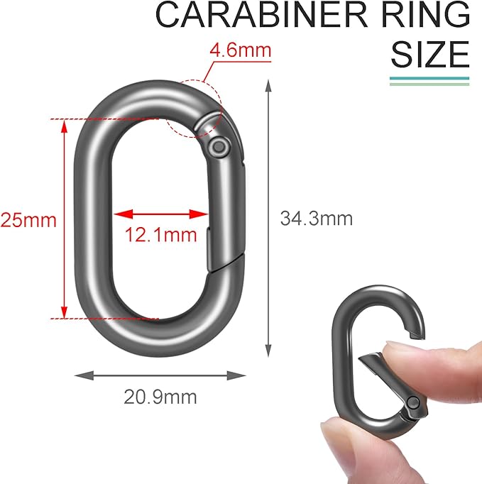 10Pack 1 Inch Small Carabiner Clip Metal Tiny Oval Carabiner Spring O Rings - Image 2